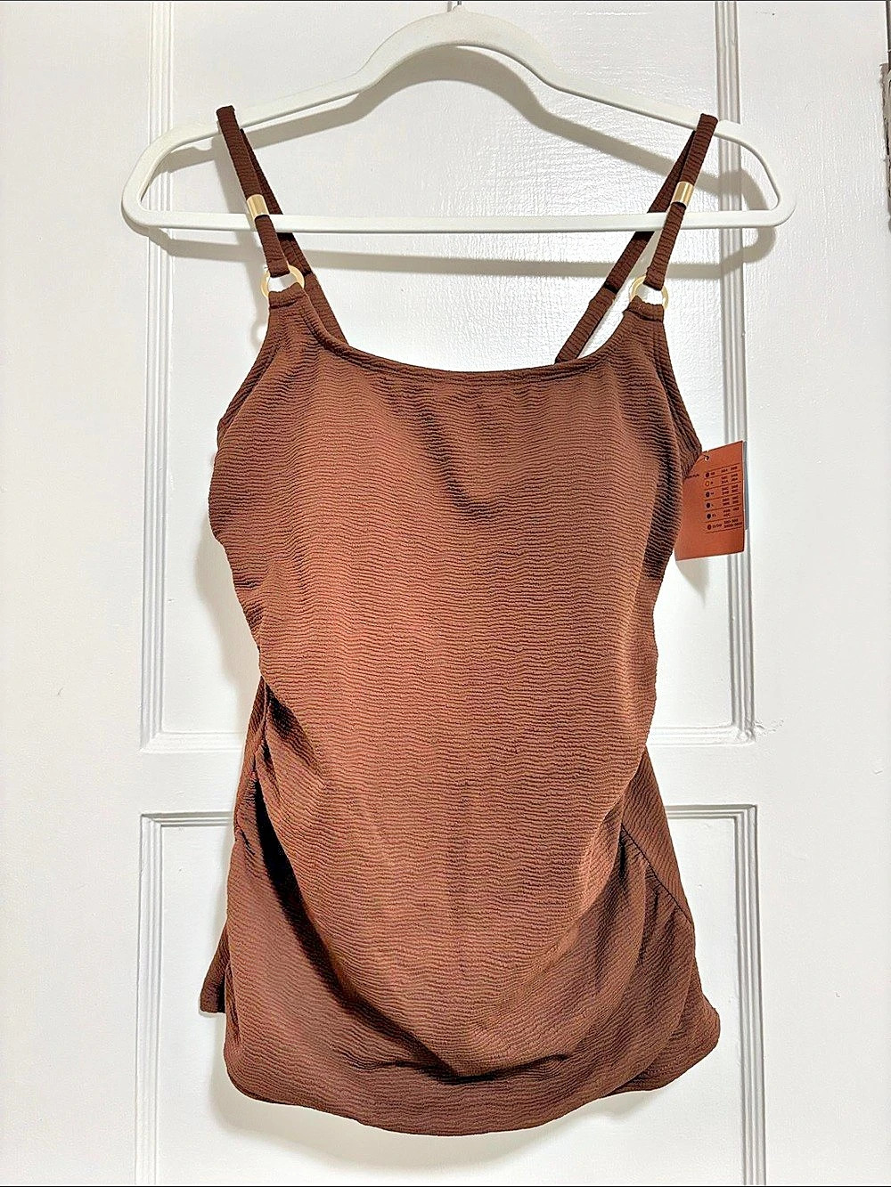 Women's Jacquard Shirred Scoop Neck Tankini Top - Shade & Shore Shade & Shore M